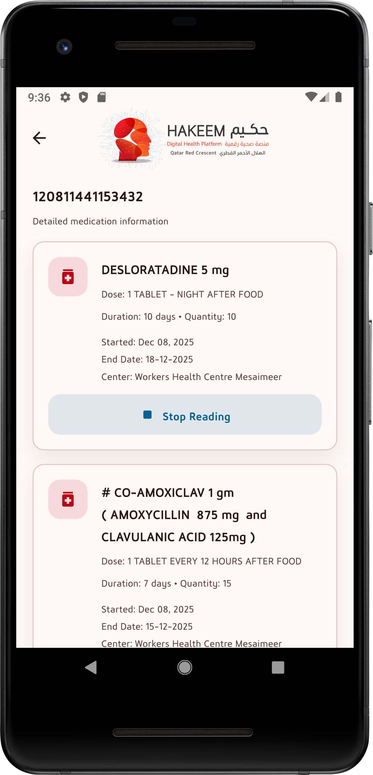 Medication details screen